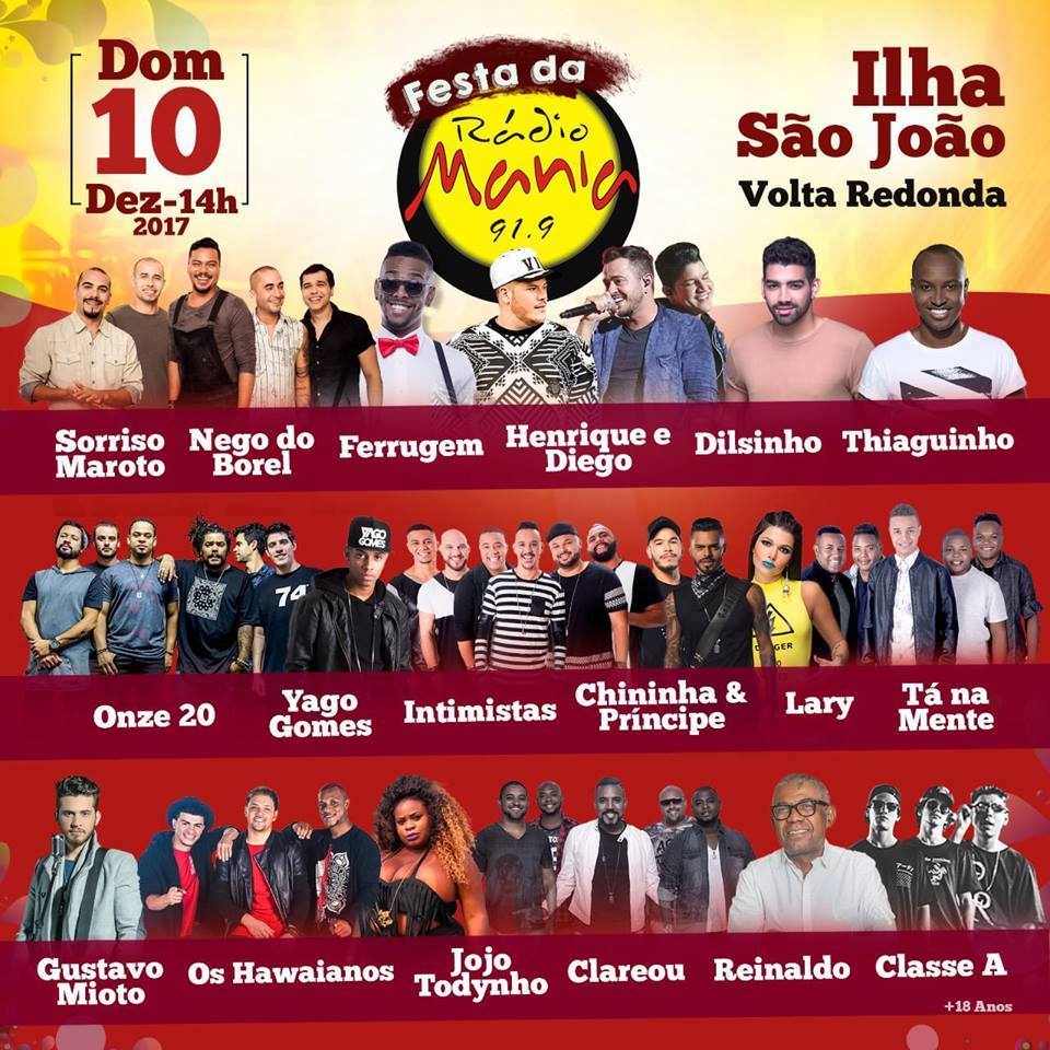 Festa da Rádio Mania Volta Redonda acontece neste final de semana 