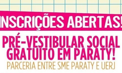 Prefeitura de Paraty e Uerj oferecem aulas presenciais no pré-vestibular gratuito